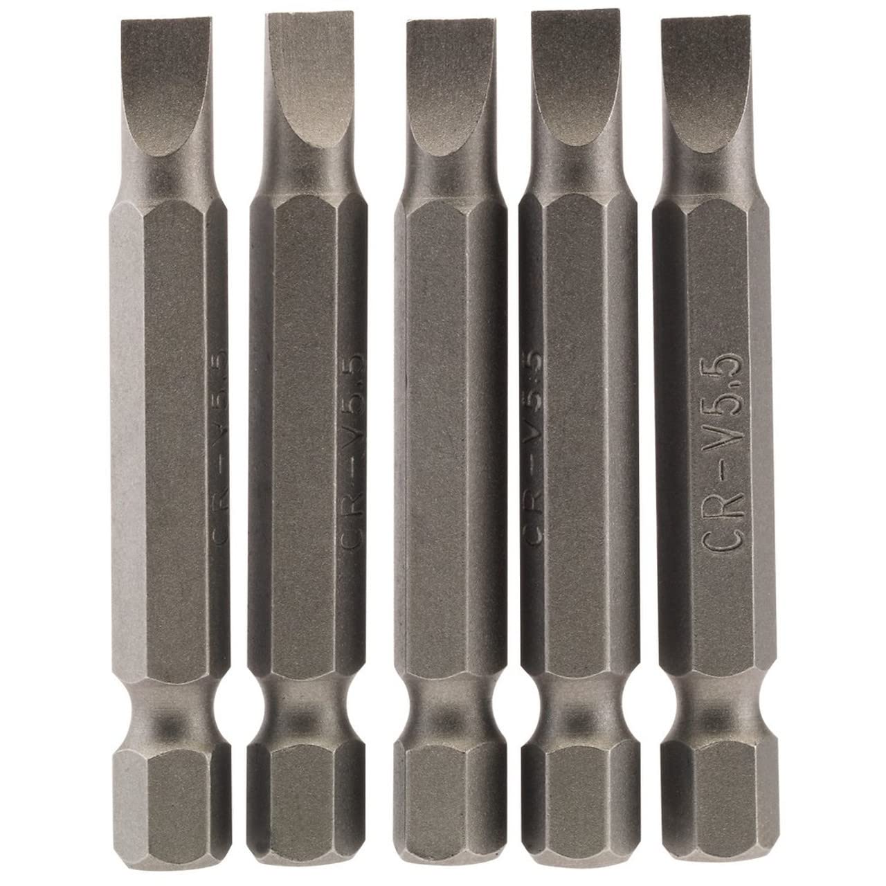 Draper 64272 5.5mm 1/4" Hex Plain Slot Insert Bit 50mm Long (5 Pieces) — image 1