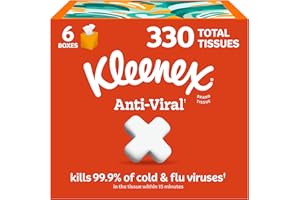 Kleenex Anti-Viral Facial Tissues, 6 Cube Boxes, 55 Tissues per Box, 3-Ply (330 Total Tissues)