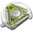Apple Peeler “3 in 1” Multi-Functional Blades with a Button to Easy Switch | Non Slip Handle | Stainless Steel Kitchen Peeler for Fruits & Vegetables