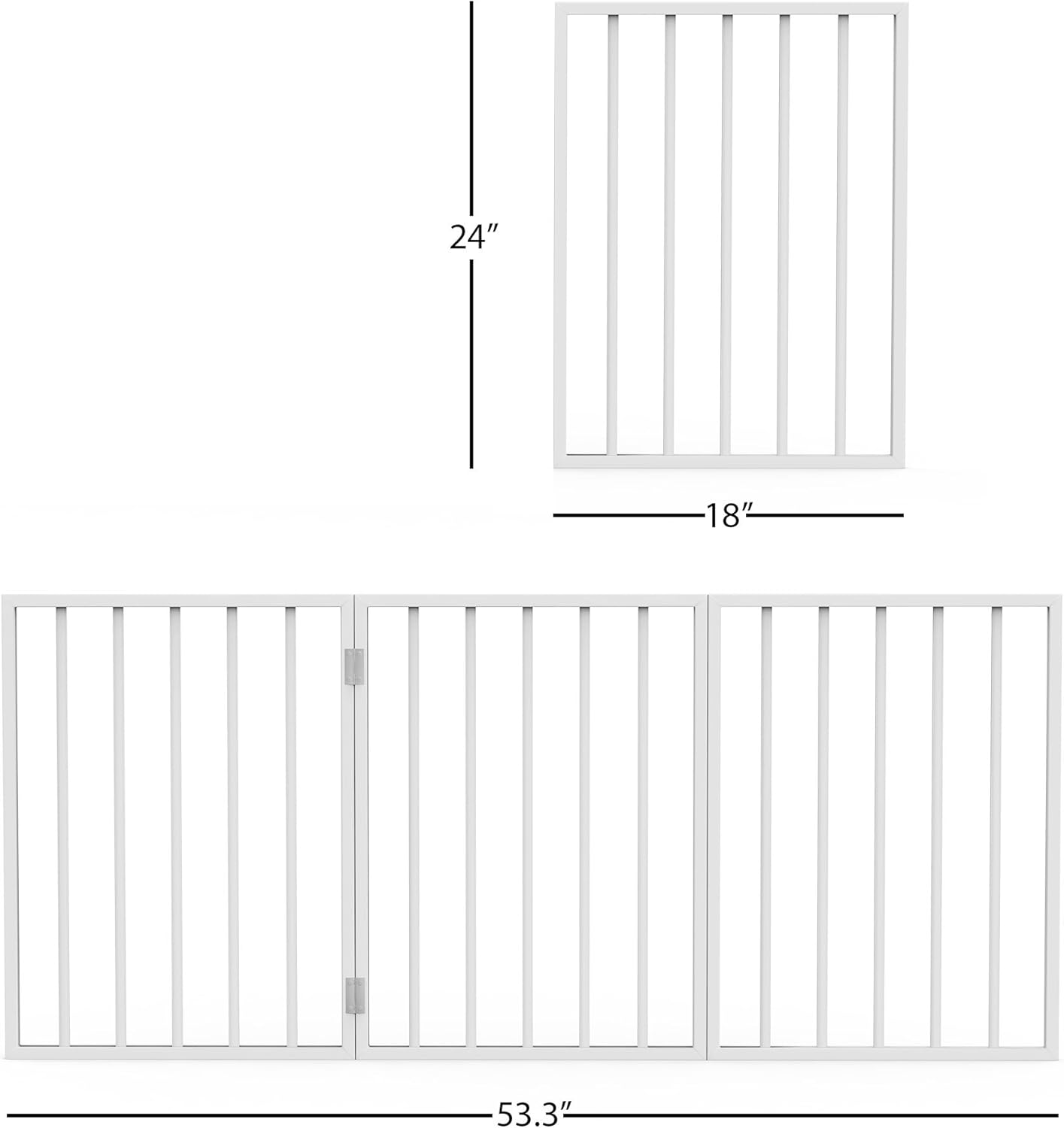 Foldable, Free-Standing Wooden Pet Gate- Light Weight, Indoor Barrier for Small Dogs / Cats by PETMAKER- White, 24 Inch Step Over Doorway Fence : Pet Supplies