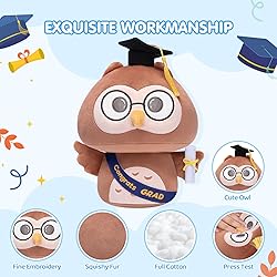 Mewaii Mushroom Plush, Graduation Owl Plush Pillow