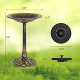 Bonnlo Bird Bath with Solar Fountain Antique Copper Finish 71cm Tall view 4