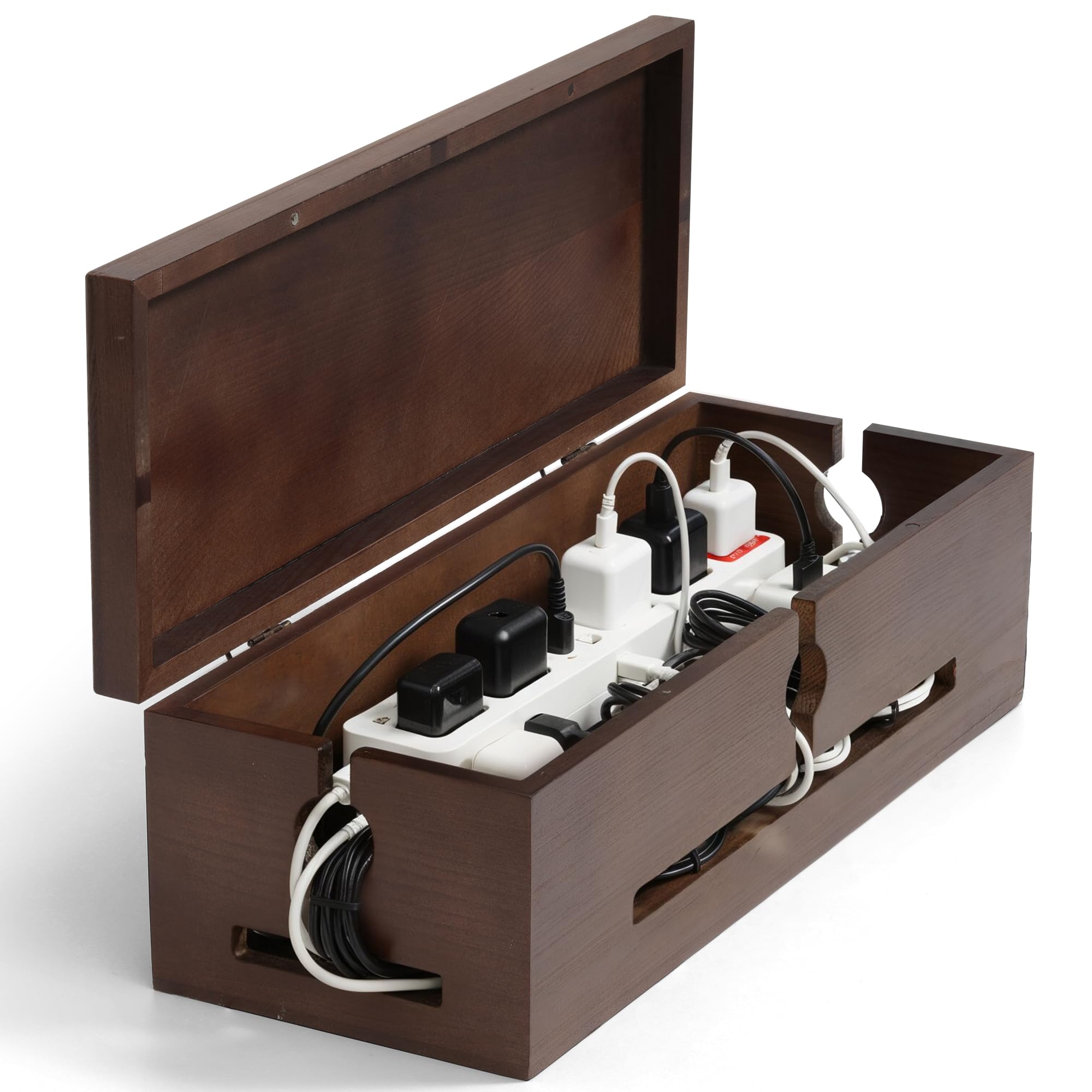 SenlanMot Wooden Cable Management Box – Modern Wire Organizer Box & Power Strip Cover for Home or Office | Large Cable Hider for Wires, Chargers & Extension Leads – Home Organization Storage