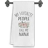 Elefeltclave Nana Gifts Kitchen Towels,Grandmother Gifts from Grandkids Dish Tea Towels for Kitchen Decor,My Favorite People Call Me Grandma Decorative Hand Towel for Bathroom,16x24 Inch