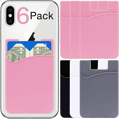 NALAKUVARA 6-Pack Card Holder for Back of Phone Wallet Stick On