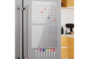Neatsure Acrylic Magnetic Dry Erase Board Calendar for Fridge, Clear Monthly Planner and Memo Whiteboard for Refrigerator, w/ 8 Colors Markers, 15 x 11"