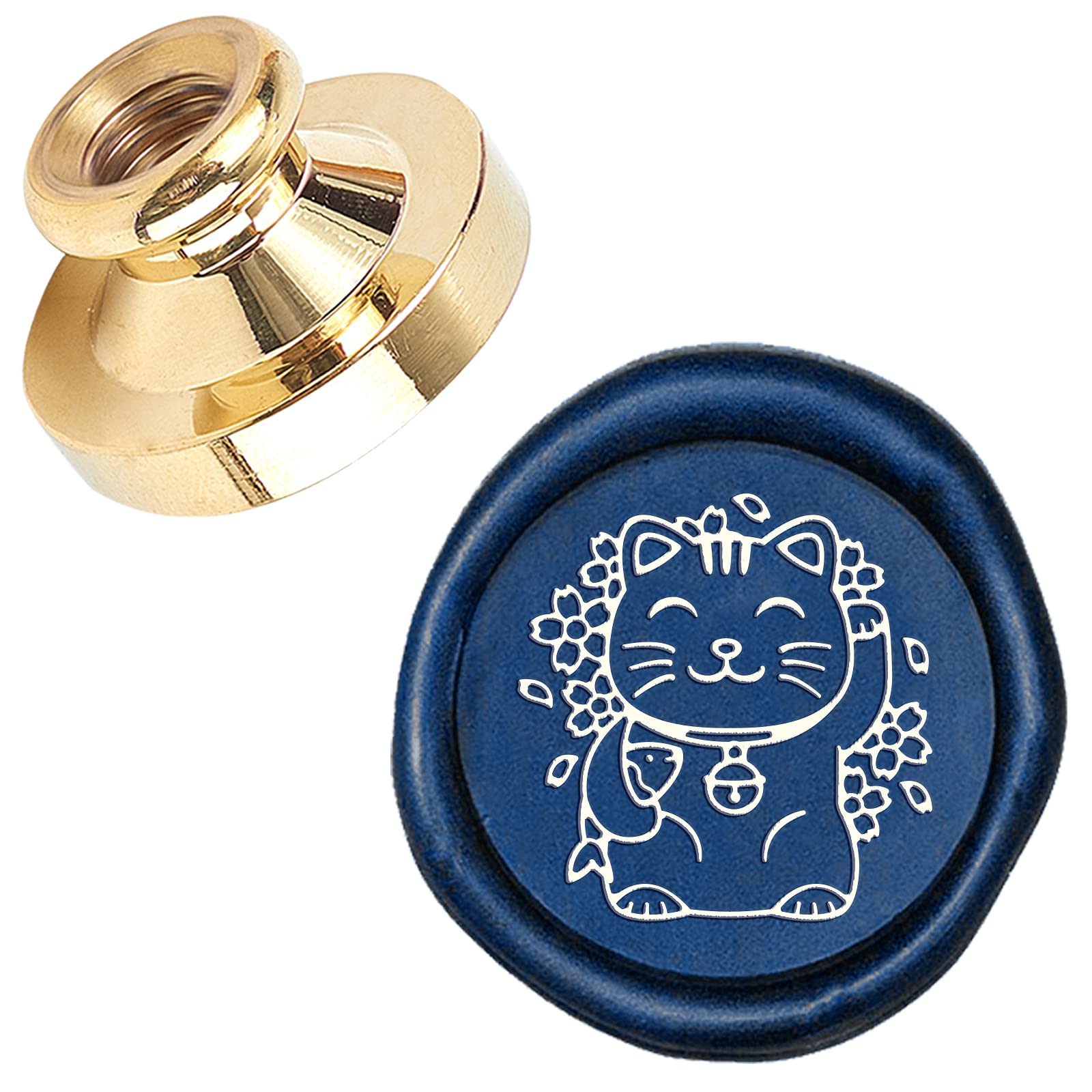 CRASPIRE Wax Seal Stamp Lucky Cat 25mm Vintage Sealing Wax Stamp Brass Head Only for Envelope Card Invitations Gift Wedding Halloween Christmas New Year — image 1