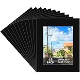 15 Pack 20x16 Black Picture Mats, Frame Mattes for 11x14 Pictures Display Photo Frame Mat Core Bevel Cut Mat Board Show Kit for Photos, Prints, Artworks