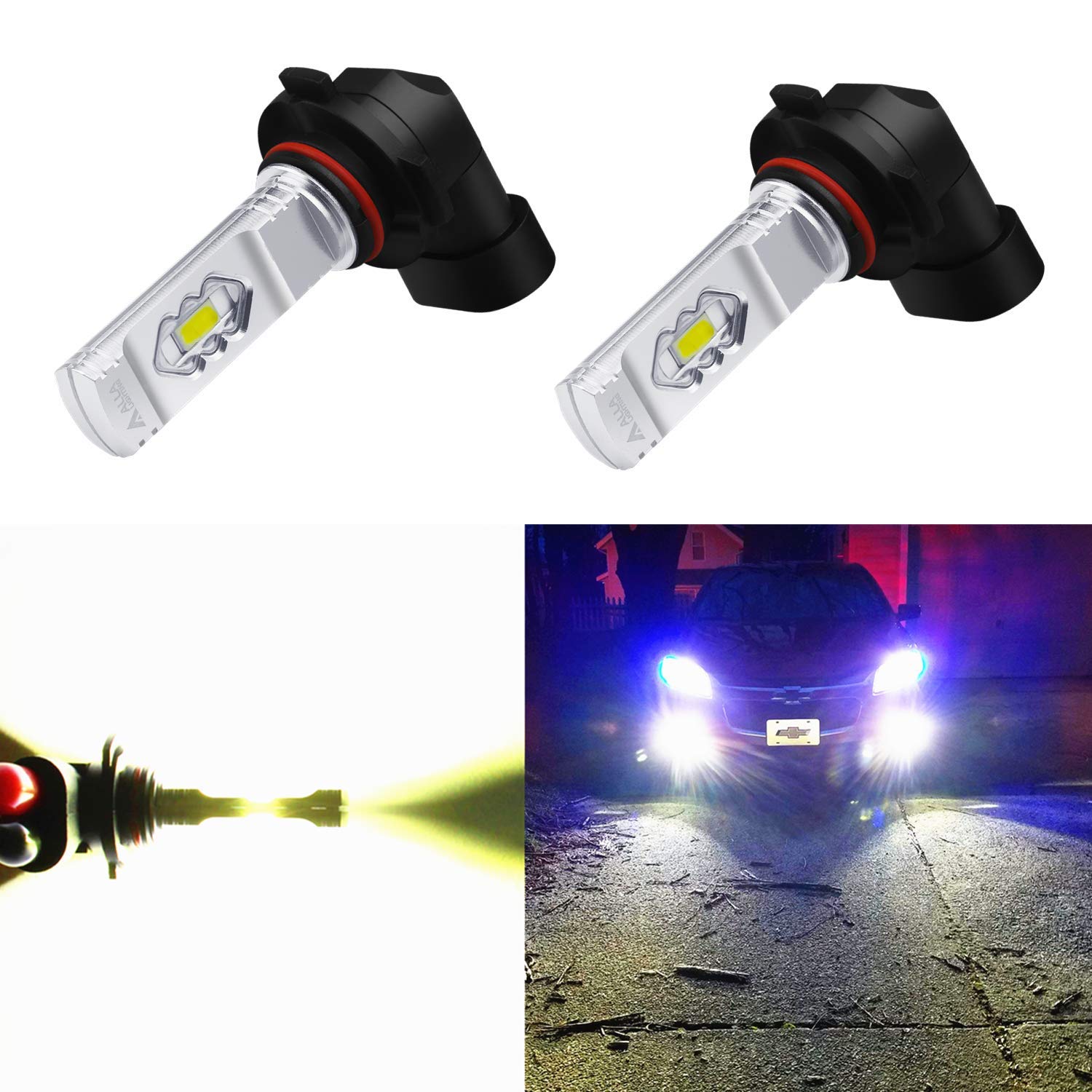 Alla Lighting 3800lm Xtreme Super Bright 9006 LED Bulbs Fog Light High Illumination ETI 56-SMD LED 9006 Bulb HB4 9006 Fog Lights Lamp Replacement - 6000K Xenon White