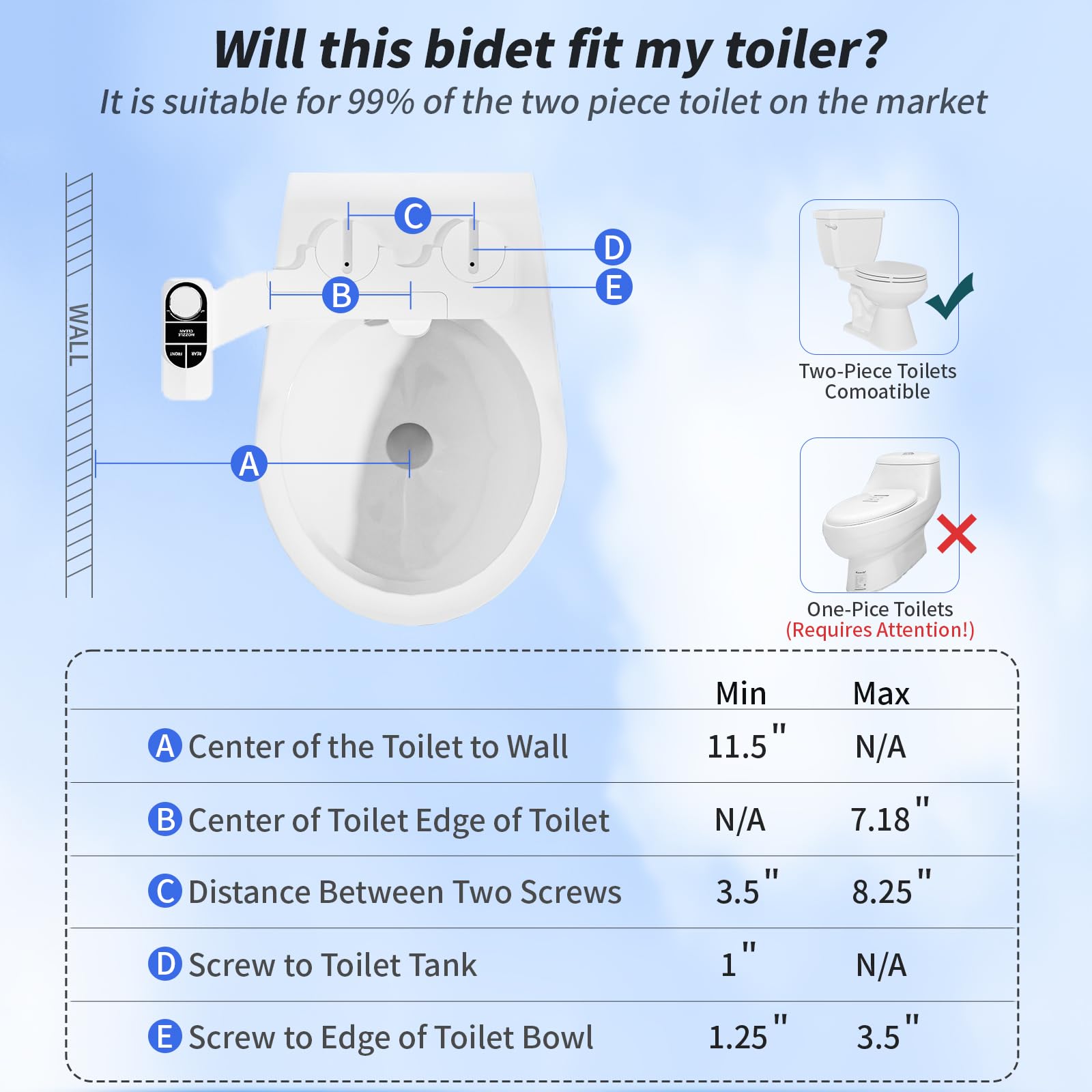 SAMODRA Non-Electric Bidet - Self Cleaning Dual Nozzle (Frontal and Rear Wash) Fresh Water Bidet Toilet Seat Attachment with Independent Adjustable Water Pressure (Classic Black/Silver)