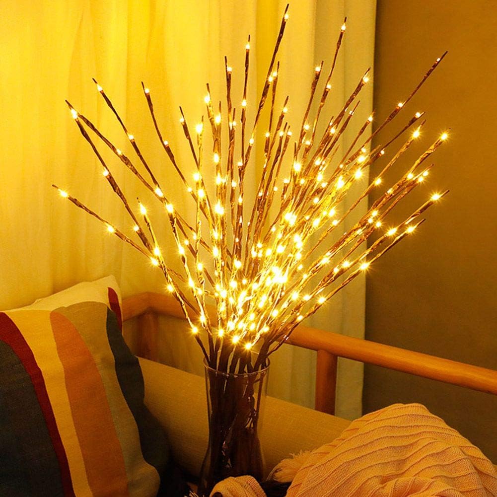 Artbro Branch Lights, Led Branches Battery Powered Decorative Lights Tall Vase Filler Willow Twig Lighted Flexible Branch for Home Decoration, Warm White 30 Inches 20 LEDs, 2 Pack