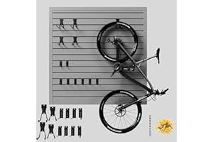 Ginchain 4'H x 4'W Slatwall Panel Garage Wall Organizer with Hooks, Heavy Duty Slat Wall Paneling Sheets, Interlocking Pvc Panels, Garage Slatwall for Tool Organization Mounted Storage Systems