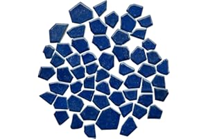 Smayt Yi Blue Ceramic Mosaic Tiles Large Sizes and Shape Mosaic Art Making Supplies for Bathroom Flower Pot Outdoor Tables Coasters(0.8-1.2inch,7oz),Blue,200g