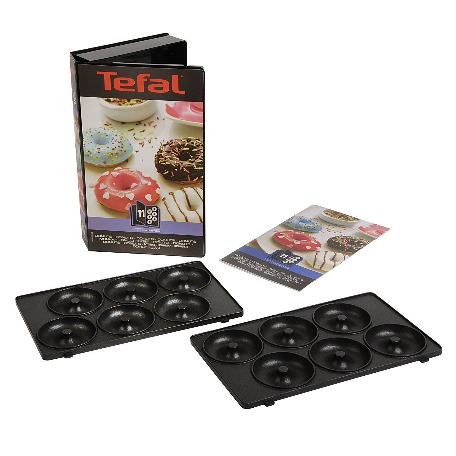 Tefal XA801112 Donut Plates Set, Non-Stick, Snack Time, Accessory, Snack Collection, Black