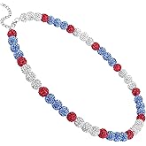 NUKAYAI Baseball Bead Necklace Bling Ice Rhinestone 18"-20" Adjustable Shiny Chain Stuff, Baseball Drip Accessories Necklaces Gifts for Team Players Lovers