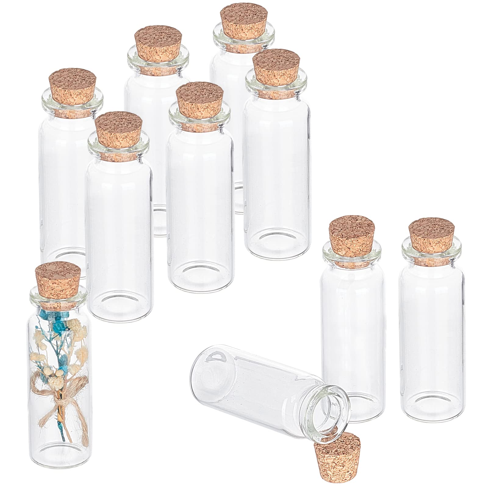 PH PandaHall 10 pcs Small Corked Bottles 15ml Clear Bead Containers Glass Bottles with Cork Tops for DIY Crafts Decor Weddings Favors Wish Jewelry Christmas Party Favors Storage Accessories, 22x62mm