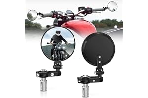 MICTUNING Universal Motorcycle Mirrors - 3 Inch Round Folding Bar End Side Mirror Compatible with Honda, Scooter, Suzuki, Yam