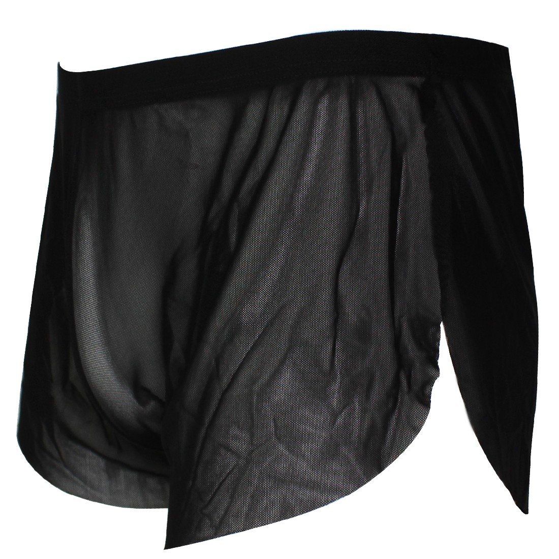 MSemis Mens Underwear Mesh Boxer Briefs Shorts Sheer Split Side Swim Trunks Swimwear
