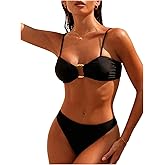 SOLY HUX Bathing Suit for Women Ring Linked Bikini Set Summer Beach Two Piece Swimsuit
