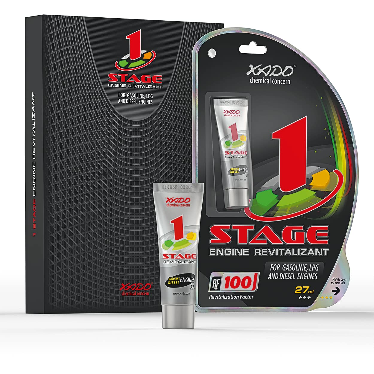 XADO 1 Stage Engine Oil Additive Treatment Restores Saves Fuel Cut MOT Emissions - for Gasoline LPG Diesel