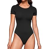 CRZ YOGA Butterluxe Womens Bodysuits Short Sleeve Crew Neck Body Suit Tops Sexy Thong Soft Stretchy