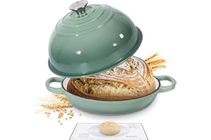 Davivy 5.5QT Cast Iron Sourdough Pan, 10" Round Dutch Oven for Bread, Enameled Cast Iron Dutch Oven for Sourdough Bread, Brea