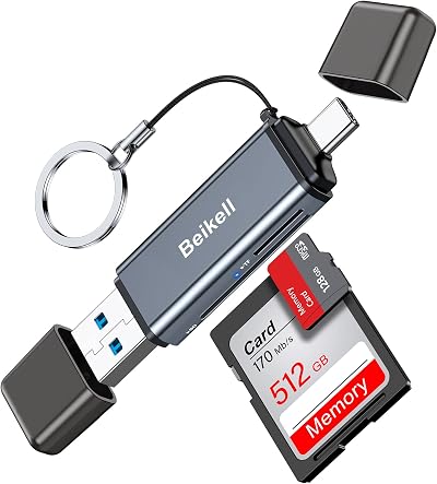 Beikell USB C SD Card Reader USB 3.0 Dual Connector Micro SD Adapter Mac PC