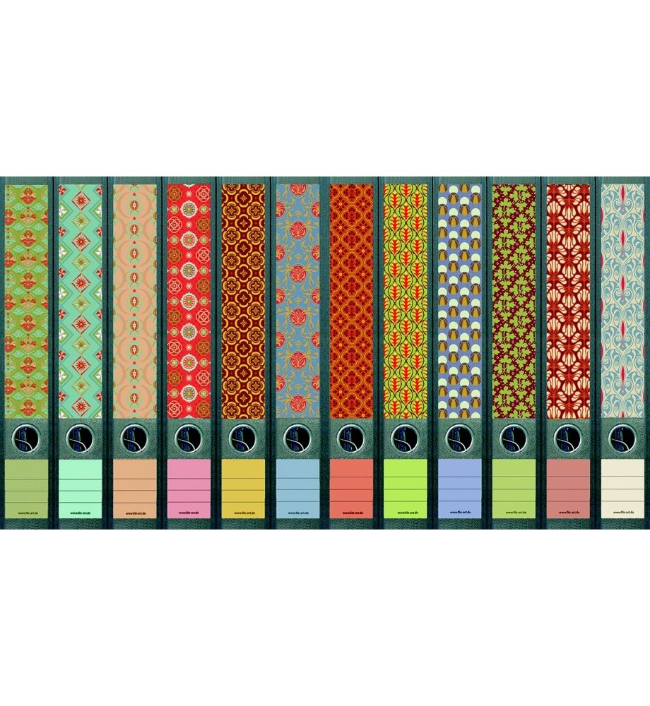 File Art Design Labels for 12 A4 Slim Back Binders - Pattern Design Collection from a-m-w-Shop