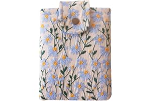 BIRDIEQPLUSTWO Embroidered Kindle Sleeve - Fits Paperwhite (6” & 6.8”), Signature, Oasis, Kobo Clara, Nook Glowlight - Padded Cover for E-Readers & Tablets, Multiple Colors (Blue & Beige Daisy - Snap)