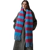 MININAI Women's Fall Winter Chunky Scarves Big Thick Warm Knit Blanket Scarf Long Oversized Striped Tassel Shawls Wraps
