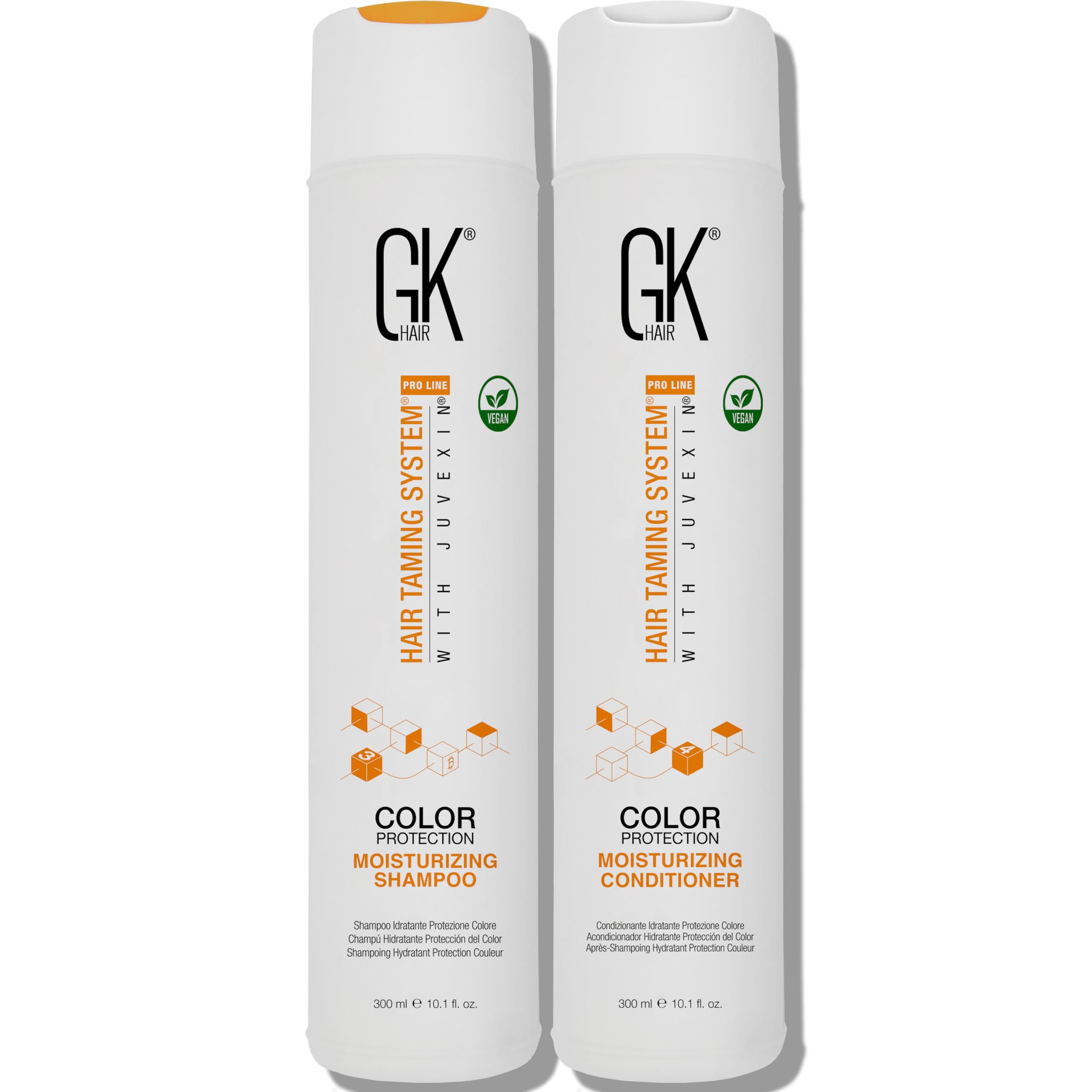 GK HAIR Moisturizing Shampoo and Conditioner Set - Sulfate Free Shampoo and Conditioner For Colour Treated Hair - Made with Keratin, Aloe Vera & Parki Butter - Suitable Men Women 300 ml