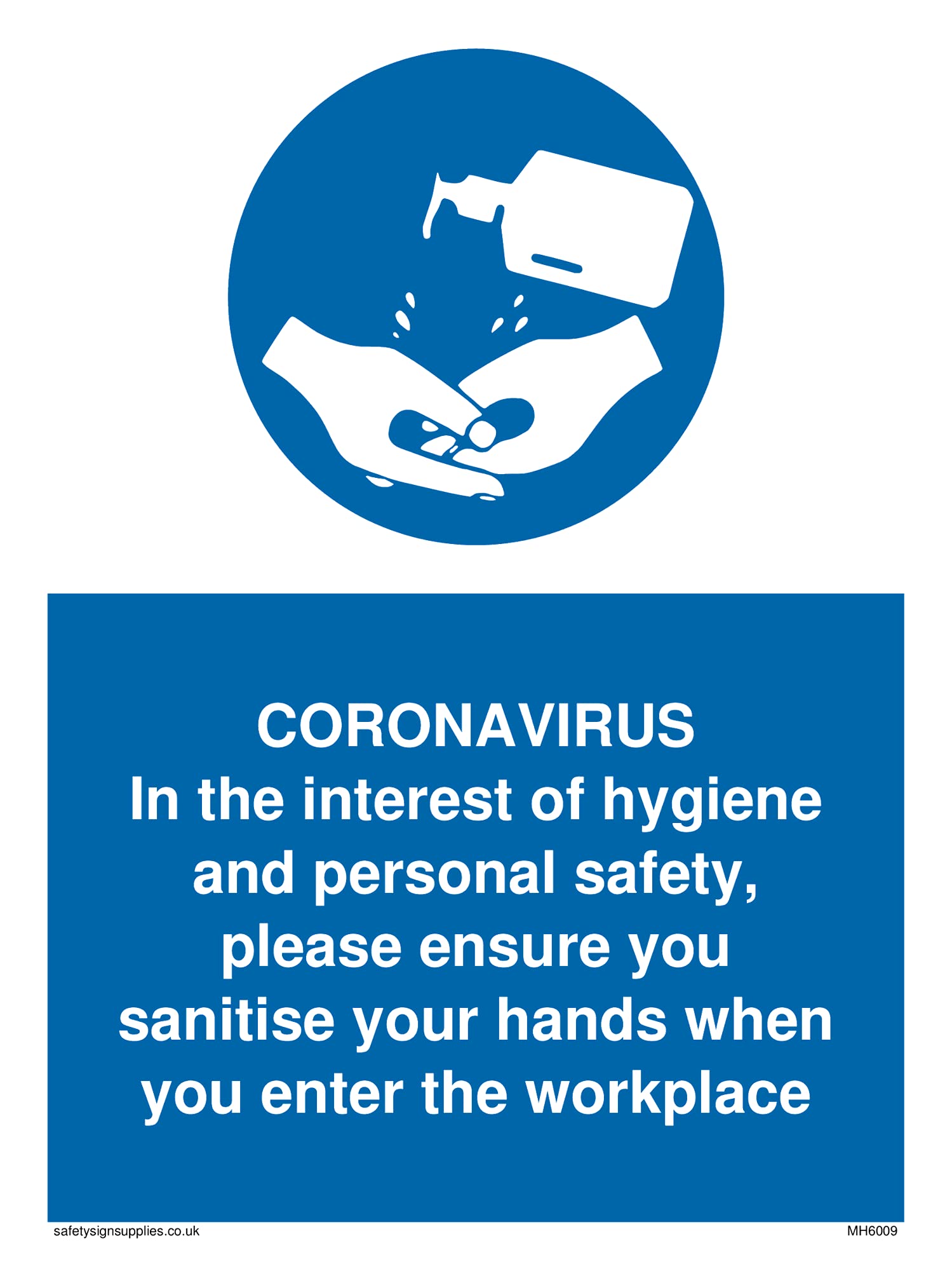 Pack of five - CORONAVIRUS In the interest of hygiene with hand sanitiser symbol Sign - 150x200mm - A5P