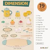 Airlab Wooden Large Tea Set for Toddlers Daisy Design Safe Play Food view 2