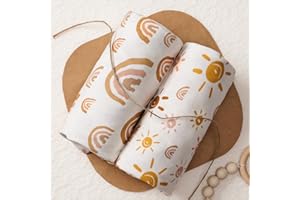 Babebay 2-Pack Mini Crib Sheets, Pack and Play Sheets Fitted for Pack N Play Mattress and Playard, Soft Jersey Knit Cotton for Baby (Boho Rainbow)