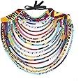 BAZINRICHE Women's Handmade Necklaces Ankara Kente Necklace Long Multi Strand African Wax Collar
