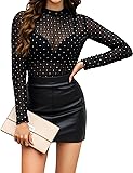 GAMISS Long Sleeve Mesh Top for Women Mesh Shirt