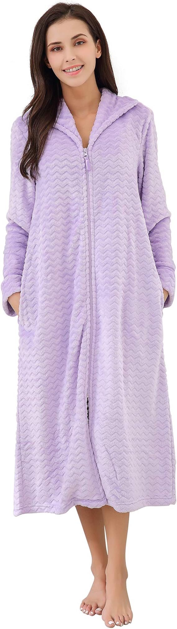 Richie House Robe de chambre en polaire douce et chaude avec fermeture