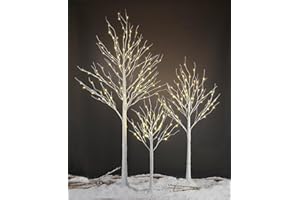 LIGHTSHARE LED Birch Tree Light Set - 4ft, 6ft, 8ft Trees with Warm White Lights - Indoor Outdoor Christmas Wedding Party Decorations (3-Pack)