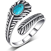 Naxidaze Genuine Turquoise Thumb Rings for Women 925 Sterling Silver Turquoise Spoon Ring Vintage Western Nature Gemstone Turquoise Jewelry for Women