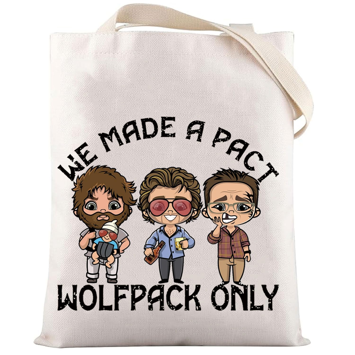 LEVLO Funny Hangover Cosmetic Makeup Bag Phil & Stu & Alan Fans Gift We Made a Pact Wolf Pack Only Hangover Toiletry Bag Hangover Movie Merch, Wolfpack Only Tote, L — image 1