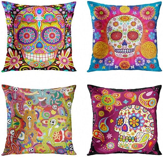 Amazon Com Artsocket Set Of 4 Throw Pillow Covers Colorful Sugar