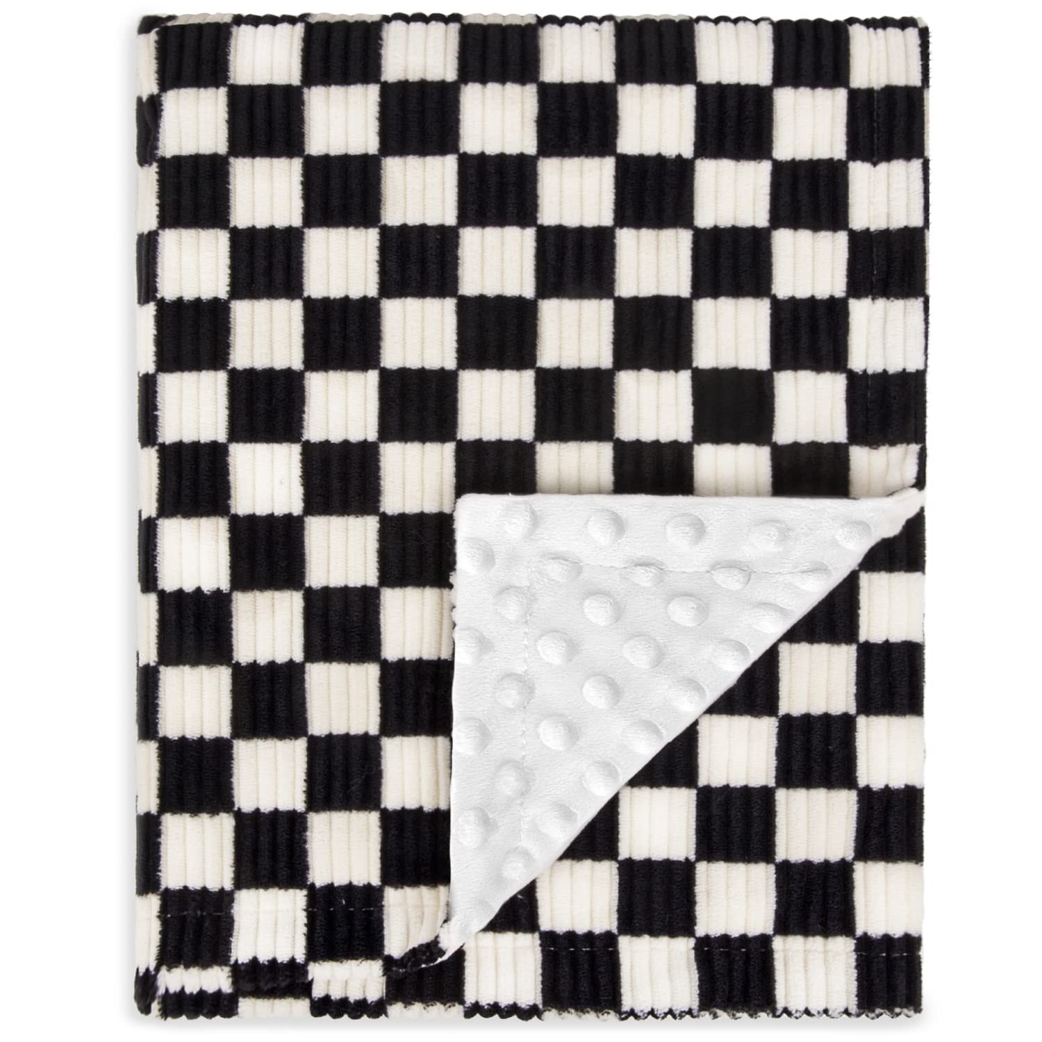 Photo 1 of BEILIMU Baby Blanket for Boys Comfy Durable Corduroy Toddler Blanket with Double Layer Dotted Backing Checkerboard Grid Chessboard Gingham Warmer Bed Blankets for Newborn Infants Black, 30x40 Inches