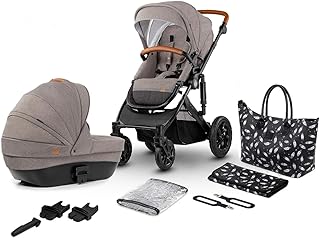 Kinderkraft Kinderwagen 2 in 1 PRIME 2020, Kinderwagenset, Kombikinderwagen, Sportwagen, Buggy und Tragewanne, Große Räder, Luftreifen, Bequemer Buggy-Sitz mit Liegeposition, Zubehör, 0-15 kg, Beige