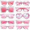 Geopty 10 Pack Pink/Hotpink/Red Sunglasses for Women Set, Trendy Retro Party Sunglasses Costume Accsessory