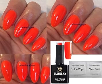Bluesky Vernis à Ongles Gel Fluo Couleur 5 Orange Vif Séchage Sous Lampe Uv Ou Led 10 Ml Avec 2 Lingettes Brillance Luvlinail