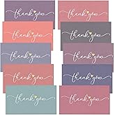 Prims & Flourish Small Thank You Cards Bulk, 100-Pack Mini Thank You For Your Order Cards, Plum Blossom Collection, 2 x 3.5 Inches, Business Card Size