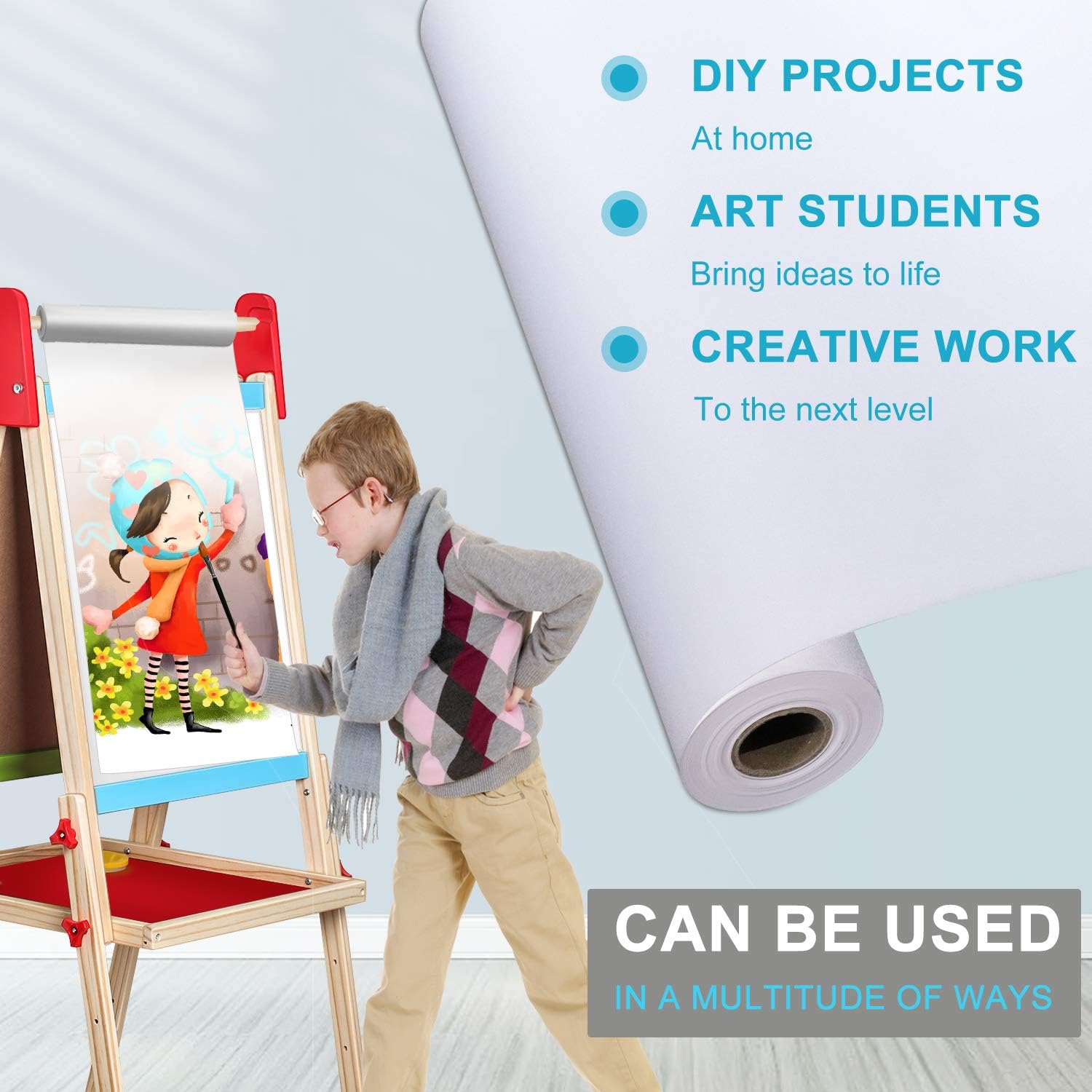 White Art Paper Roll - Gimilife15 Inch by 82 Feet (984 Inch) Drawing Paper Easel Paper Roll for Kid's Art Easel Paper, Wall Art, Fadeless Bulletin Board Paper, Gift Wrapping Paper and Kids Crafts: Arts, Crafts & Sewing