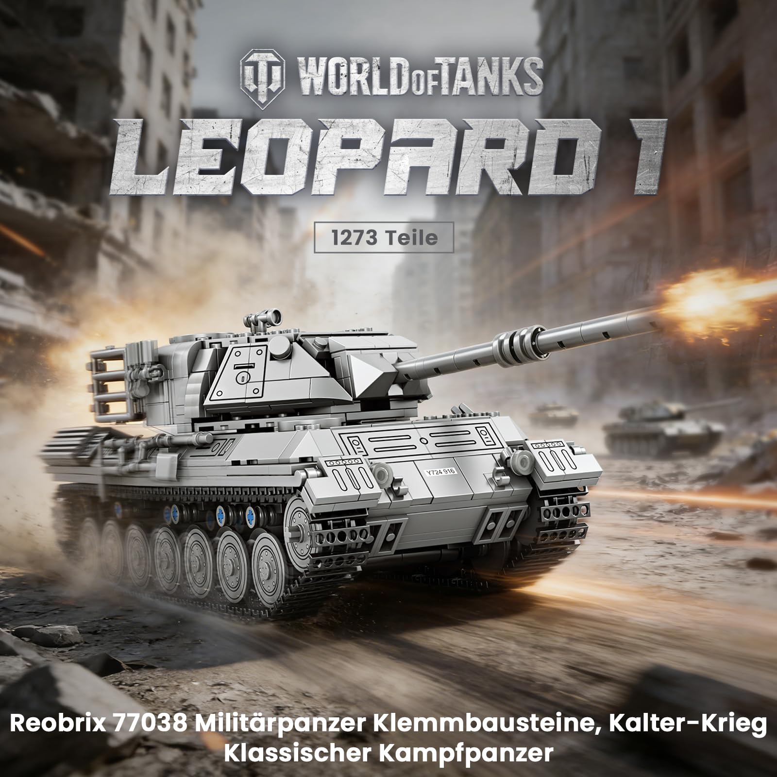 Reobrix 77038 Leopard 1 Militär Panzer Modell Klemmbausteine für Erwachsene 2