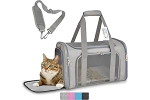 Helntova Collapsible Cat Carrier Soft Sided Bag for Small Dog 0-15 lbs, TSA Approved Pet Carrier Airline Approved Dog Carriers for Small Dogs Carrier, Small Pet Carrier for Cat Travel Carrier -M, Gray