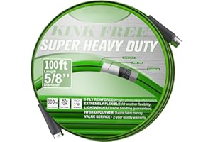 GUKOK Garden Hose 5/8 in. x 100 ft, Heavy Duty, Lightweight Water Hose, 3/4 Solid Male Female Fittings,Drinking Water Safe, 600 Burst PSI
